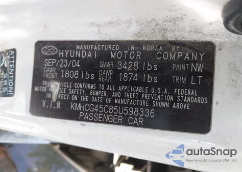 2005 Hyundai Accent Gls из США, поврежденный, VIN KMHCG45C85U598336